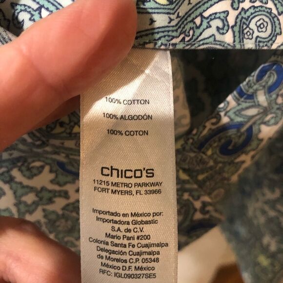 Chico’s size 2 Paisley Blouse 100% Cotton - Picture 5 of 6